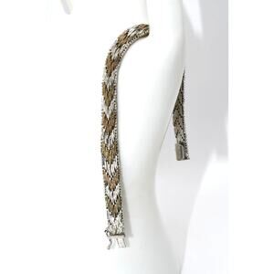 Vintage Italy 925 Two Tone Silver Bracelet Safety Clasp Unpolished